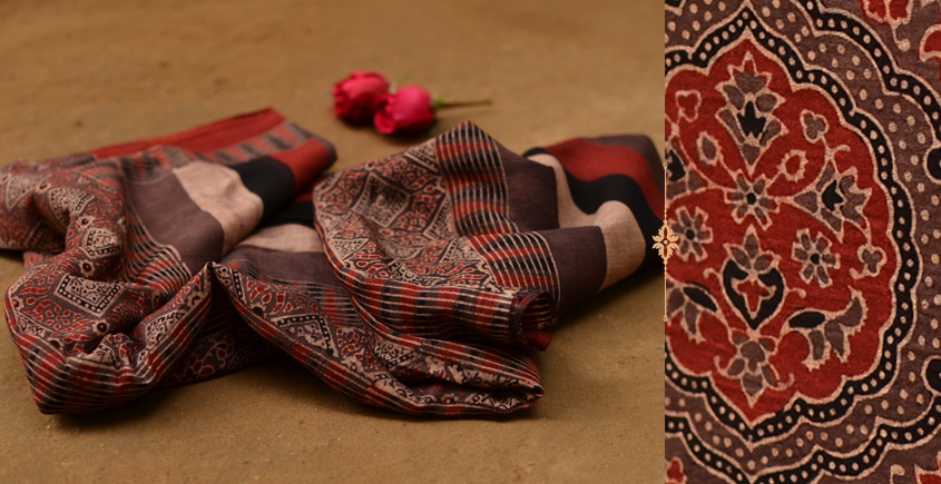 Autumns can wait ❋ Mul Cotton Ajrakh Dupatta { 14 }